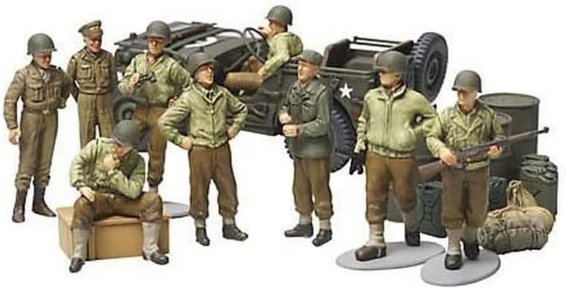 Tamiya Models US Army Infantry at Rest Model Kit with Willys Jeep and 9 Figures - Image 1