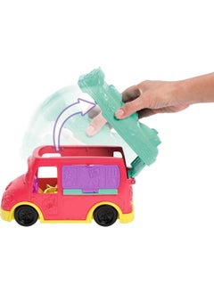 Polly Pocket Playset With 3-Inch Doll, Pet Puppy & Food Accessories, Swirlin' Smoothie Truck Transforming Vehicle Toy  - Image 3