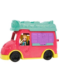 Polly Pocket Playset With 3-Inch Doll, Pet Puppy & Food Accessories, Swirlin' Smoothie Truck Transforming Vehicle Toy  - Image 2