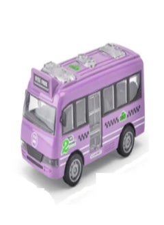 Baby Bus Toy Car - Kids Can Open the Bus Door, Drop-Resistant Car Model for Boys and Girls, Suitable for 2 Years Old (Purple).
