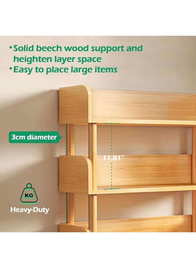 INSIJAM 5-Tier Wooden Open Bookcase Modern Freestanding Bookshelf Organizer with Side Panels Wood Storage Shelves Display Stand Plant Rack for Home and Office Storage Cabinet 5-Tier Wood 80CM - Image 3