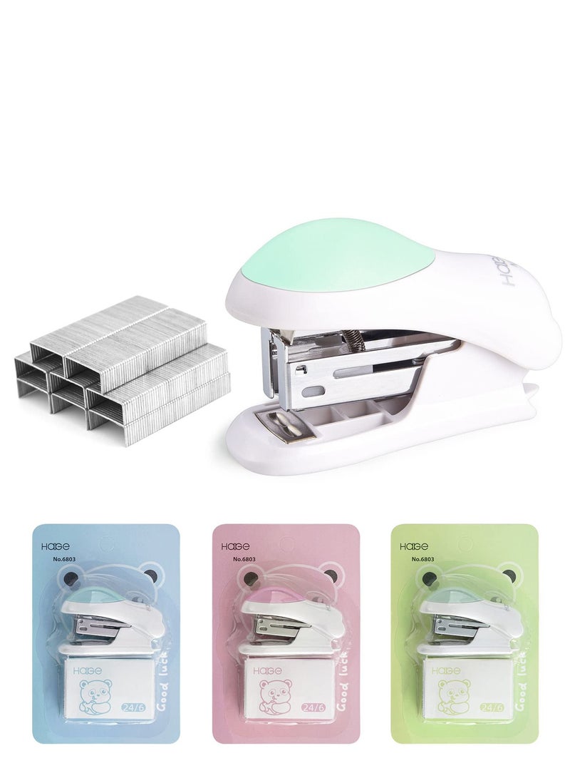 3 Pack Mini Stapler Set with 400 Standard Staples for Office and School Use, Compact Design for 2-24 Sheets, Includes Stapler Remover and Storage Box, Available in 3 Colors - Image 1