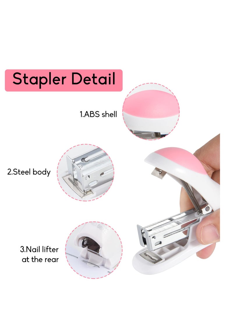 3 Pack Mini Stapler Set with 400 Standard Staples for Office and School Use, Compact Design for 2-24 Sheets, Includes Stapler Remover and Storage Box, Available in 3 Colors - Image 4