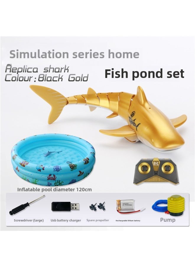 Generic - Real Remote Control Shark Electric Water Can Spray Water Swing Water Remote Control Children Swimming Outdoor Boy Toys-Color:Remote Control Black Shark With Adjustable Speed-Specifications:The Three Batteries Come Standard With A Battery Life Of About 90 Minutes - Image 1
