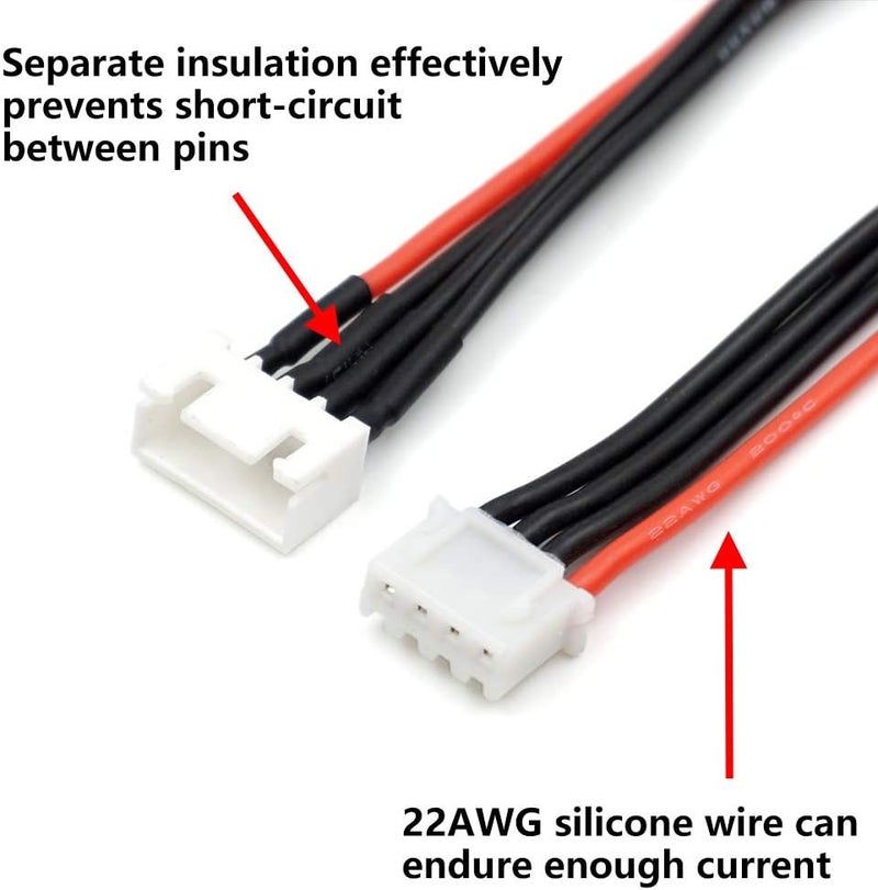 elechawk JST-XH 3S Balance Plug Extension Lead Wire 200mm 5 PCS for LiPo Battery Balance Charging 22AWG Silicone - Image 2