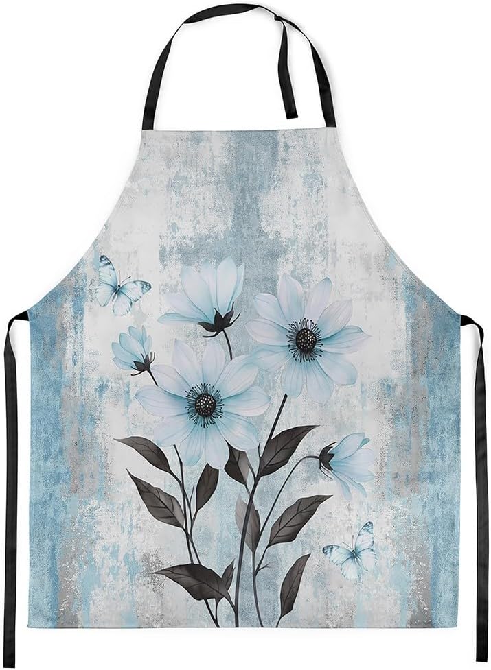 Erosebridal Watercolor Peony Floral Aprons Abstract Oil Painting Chef Apron - Image 1