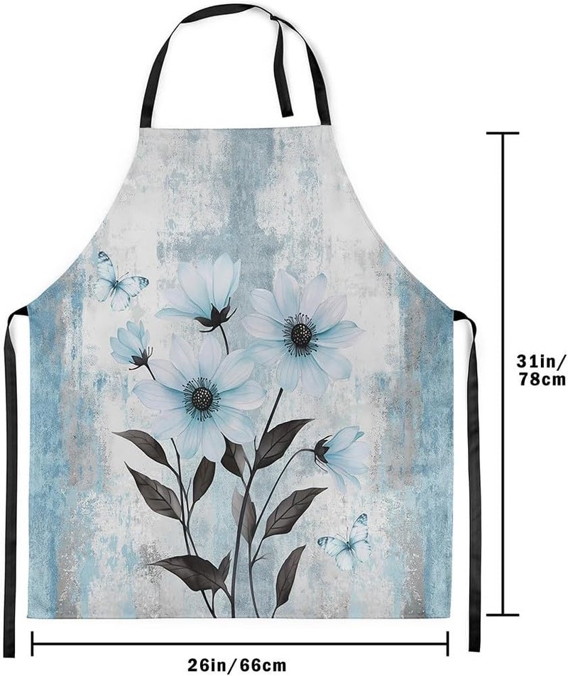 Erosebridal Watercolor Peony Floral Aprons Abstract Oil Painting Chef Apron - Image 3
