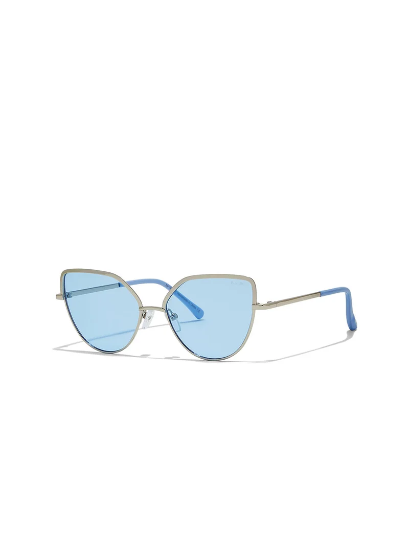 Blackout Sleek,Women Sunglasses, Cat Eye Sunglasses, UV Protection: UV400 (Silver,Blue)