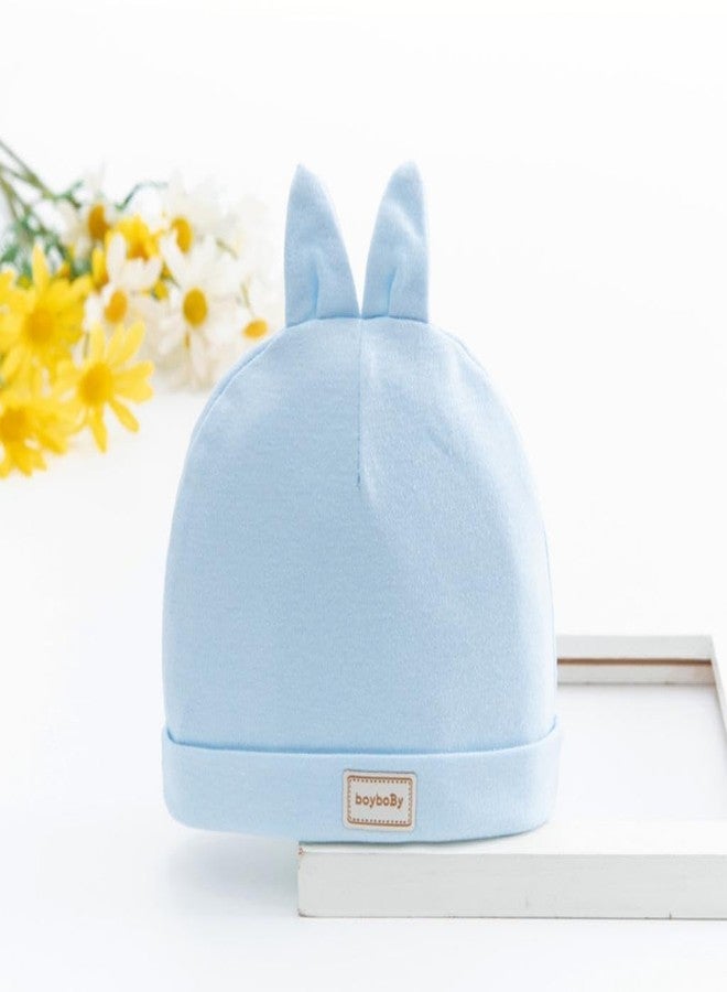 DCELLA Baby Hat for Newborn Cap Kids Bunny Hats Children Soft Cotton Breathable Sweat-Absorbent Boys Girls Baby Stuff (0-24 Months Unisex) (Blue, Pack of 3) - Image 2