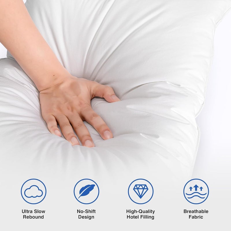 zibroges Goose Feather Pillow Queen Size Pack of 2 - Down Hotel Bed Pillows for Sleeping, Soft 600 Thread Count Cotton Cover, Fluffy Support Surround Fill Polyester for Back, Stomach, Side Sleepers - Image 3