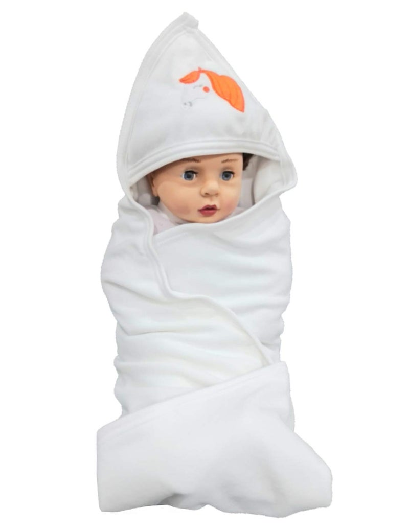 BRANDONN Baby Boy's and Girl's Terry Cotton Baby Bath Towel Cum Baby Wrapper Towel (White, Blue, 0-2 Years) - Combo of 2 - Image 4