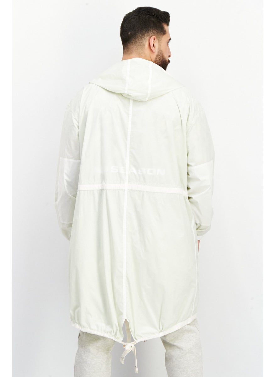 Jack Jones Men Windowpane Hooded Windbreaker Jacket, White/Green  - Image 4