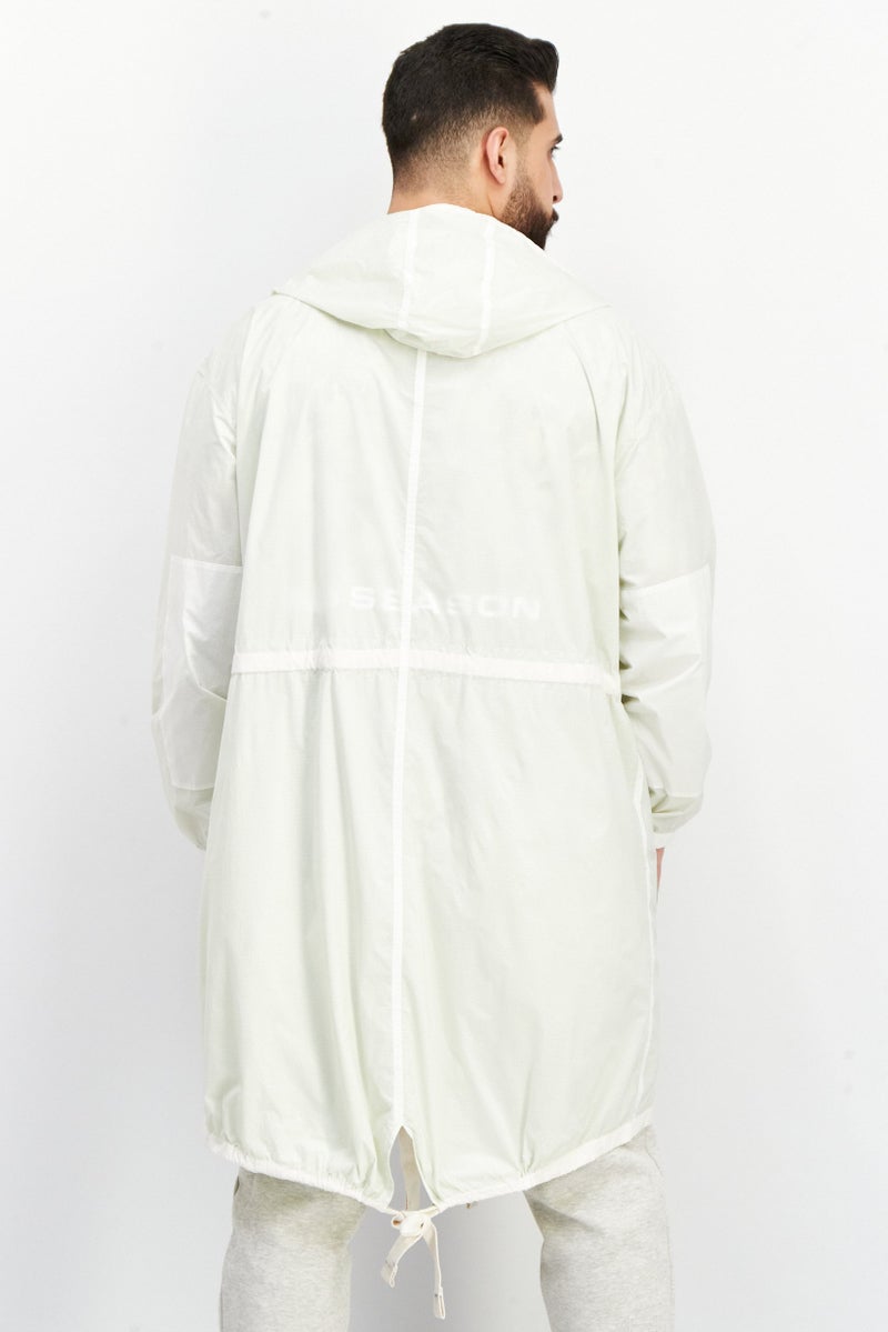 Jack Jones Men Windowpane Hooded Windbreaker Jacket, White/Green - Image 4