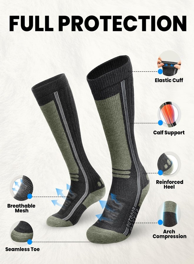 OutdoorMaster Thermolite Merino Wool Ski Socks, Compression Thermal Snowboarding Socks for Men & Women, Cold Weather, Gray+green+cyan+blue, L - Image 5
