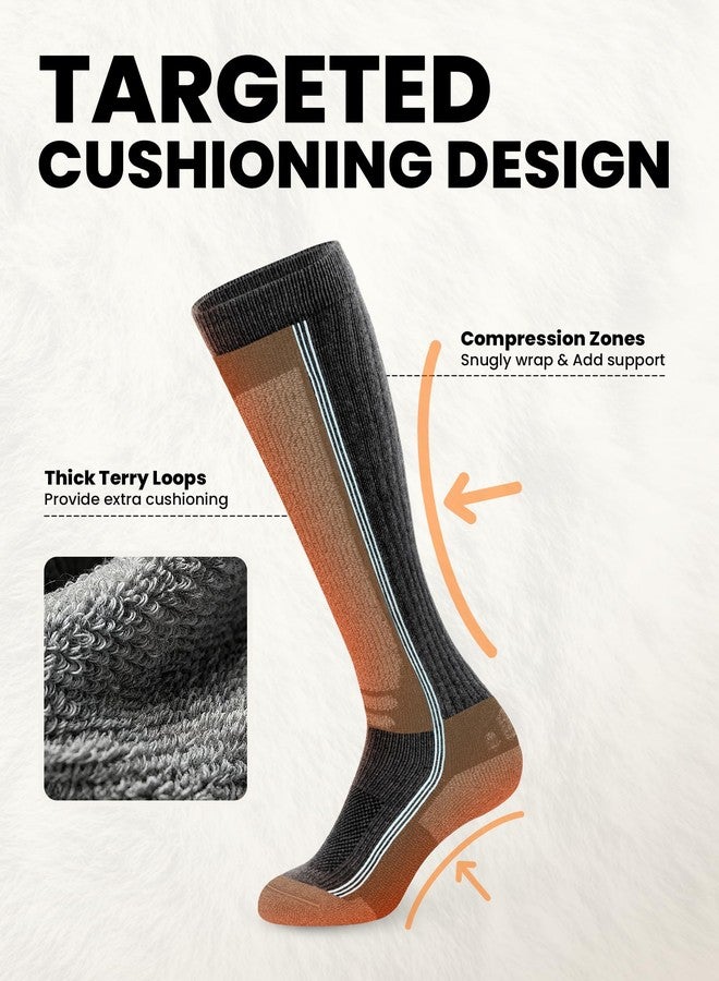 OutdoorMaster Thermolite Merino Wool Ski Socks, Compression Thermal Snowboarding Socks for Men & Women, Cold Weather, Gray+green+cyan+blue, L - Image 4