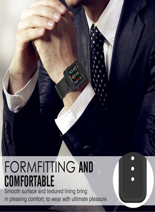 MoKo Watch Band Compatible with Garmin Vivoactive, Soft Silicone Replacement Fitness Bands Wristbands with Metal Clasps for Garmin Vivoactive/Vivoactive Acetate Sports GPS Smart Watch - BLACK - Image 4