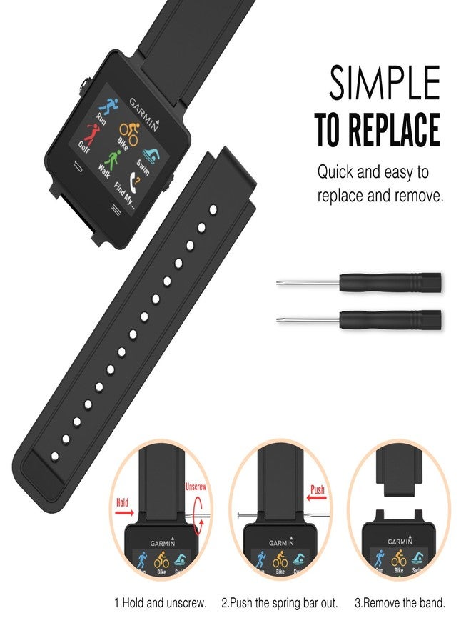 MoKo Watch Band Compatible with Garmin Vivoactive, Soft Silicone Replacement Fitness Bands Wristbands with Metal Clasps for Garmin Vivoactive/Vivoactive Acetate Sports GPS Smart Watch - BLACK - Image 3