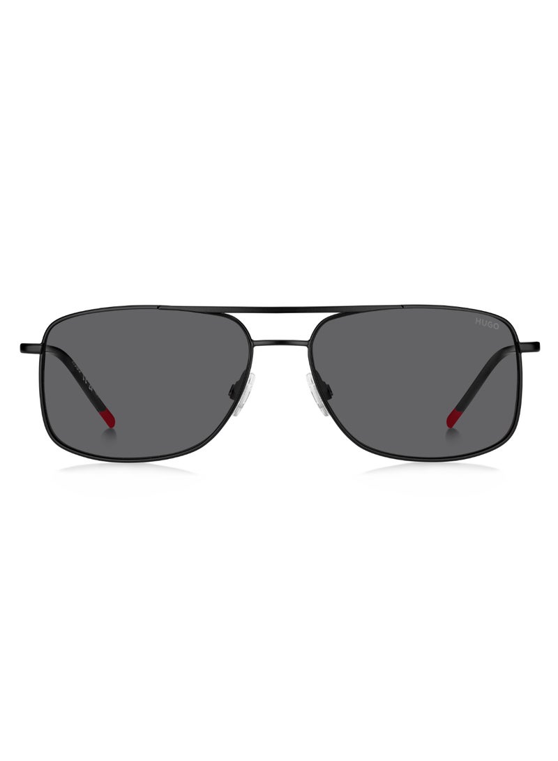 HUGO Men's Uv Protection Rectangular Shape Metal Sunglasses Hg 1287/S Grey 41 - Lens Size: 41.4 Mm - Black Red - Image 3