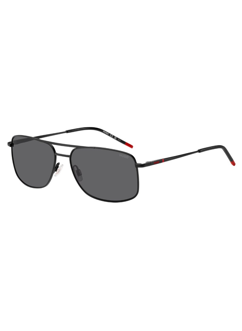 HUGO Men's Uv Protection Rectangular Shape Metal Sunglasses Hg 1287/S Grey 41 - Lens Size: 41.4 Mm - Black Red - Image 1