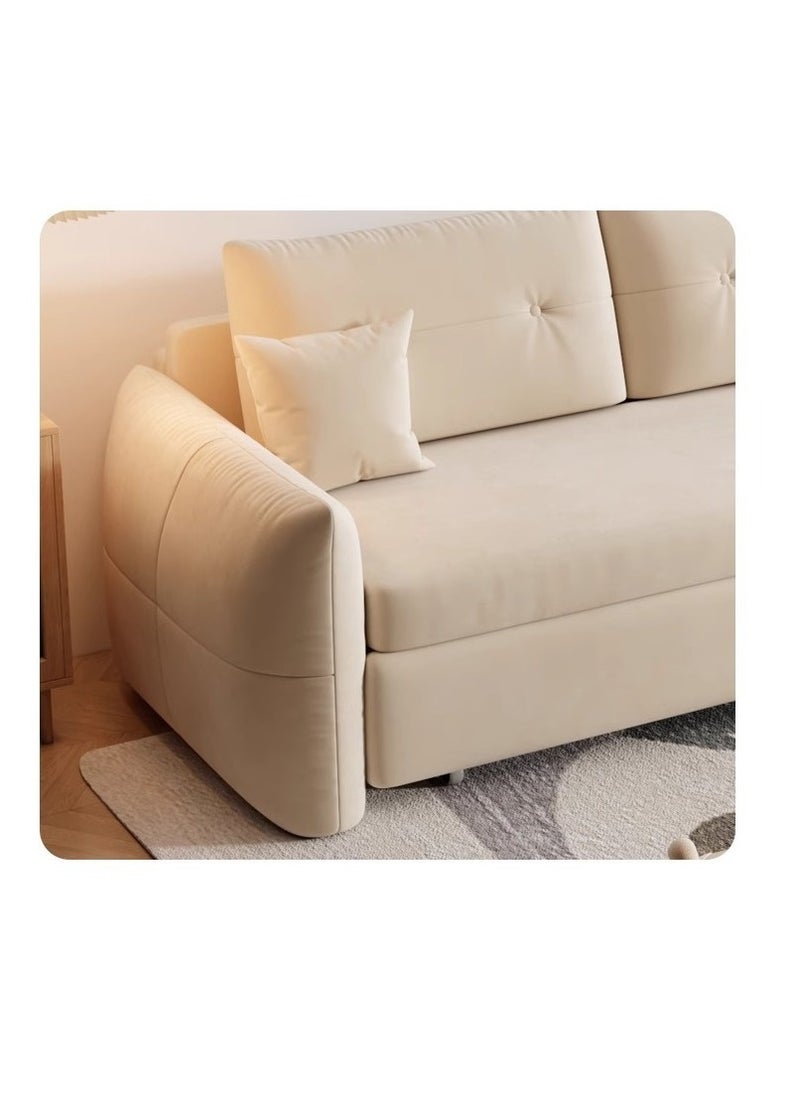 Organized Home Light Luxury Multifunctional Foldable Storage Small Apartment Living Room Single and Double Balcony Bedroom Dual-purpose Cream Style Skin-Friendly Velvet Sofa Bed Off-White  - Image 5