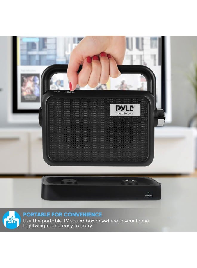 Pyle Wireless Portable Speaker Soundbox - 2.4ghz Full Range Stereo Sound Digital TV MP3 iPod Analog Cable w/ Headset Jack Voice Enhancing Audio Hearing Assistance - PTVSP18BK - Image 3