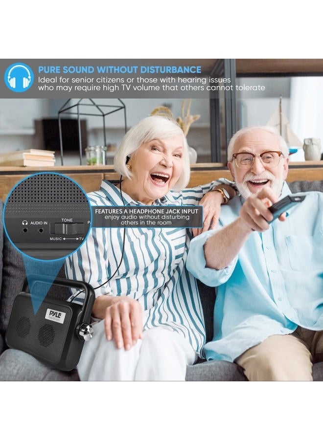 Pyle Wireless Portable Speaker Soundbox - 2.4ghz Full Range Stereo Sound Digital TV MP3 iPod Analog Cable w/ Headset Jack Voice Enhancing Audio Hearing Assistance - PTVSP18BK - Image 5