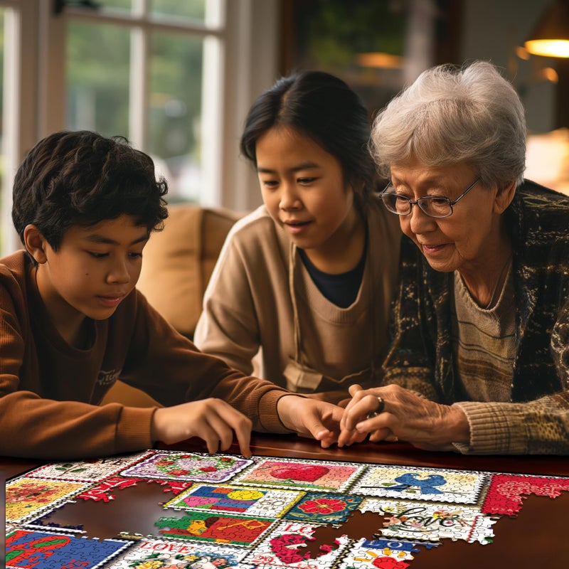 White Mountain Puzzles Love Stamps 1000 Piece Jigsaw Puzzle - Image 5