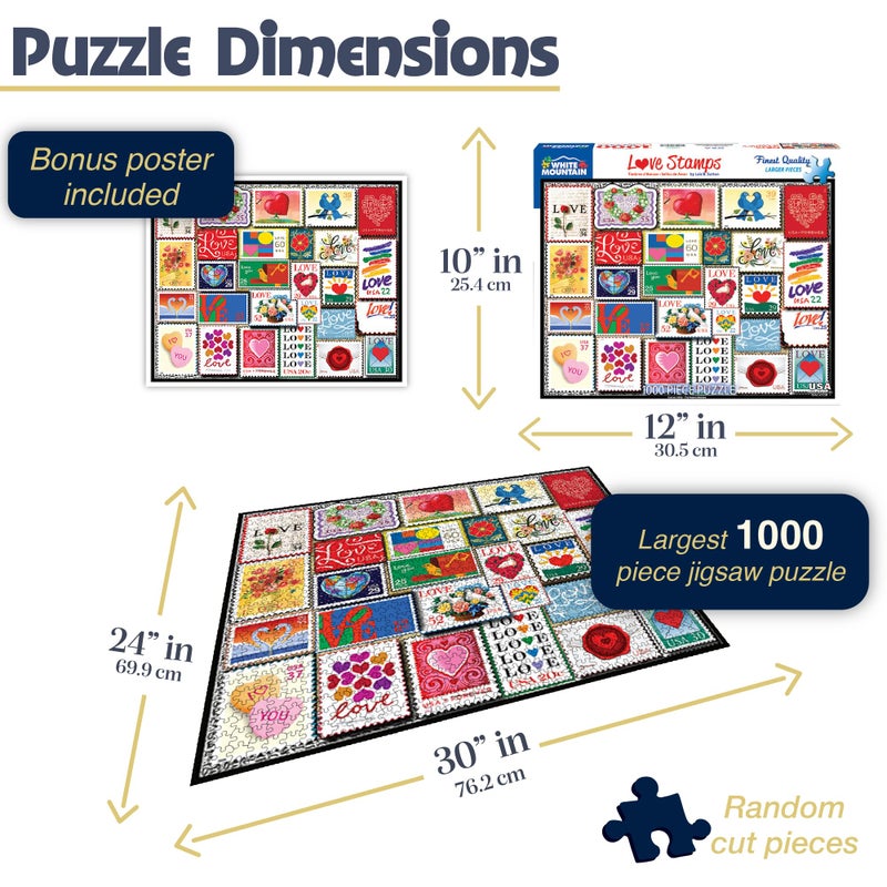 White Mountain Puzzles Love Stamps 1000 Piece Jigsaw Puzzle - Image 3