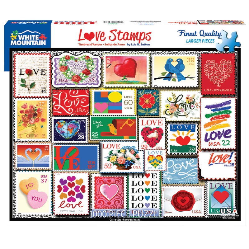 White Mountain Puzzles Love Stamps 1000 Piece Jigsaw Puzzle - Image 2