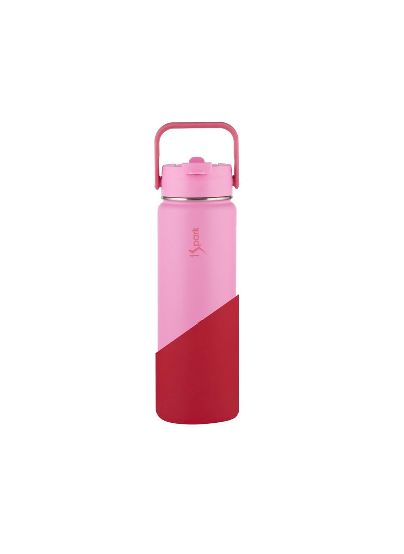 1Spark 1Spark Dual Lid Dreamer 18hrs Hot 30hrs Cold 750 ml BottlePack of 1Steel Pretty Pink Maroon 