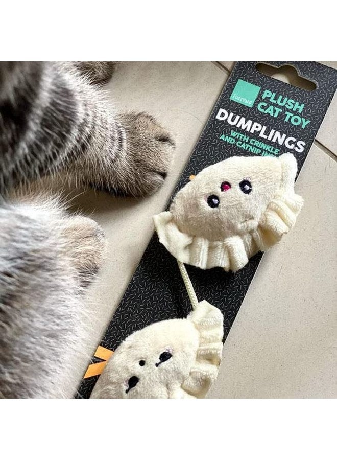 Fuzzyard Crinkle Plush Cat Toy with String and Catnip Inside (Dumplings) - Image 2