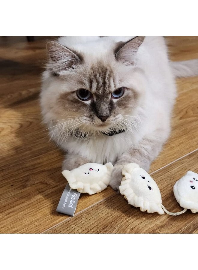 Fuzzyard Crinkle Plush Cat Toy with String and Catnip Inside (Dumplings) - Image 3