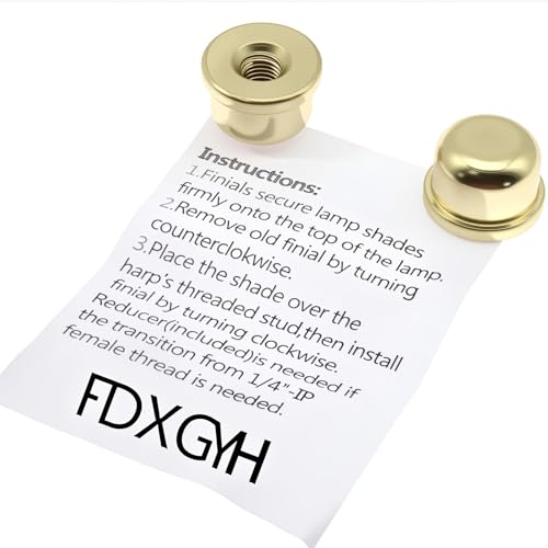 FDXGYH 1/4-27 Lamp Finials Caps 2 Pcs Solid Lamp Finials Caps Tapped of Tops for Lamp Shade Holder Harp(Gold) - Image 2