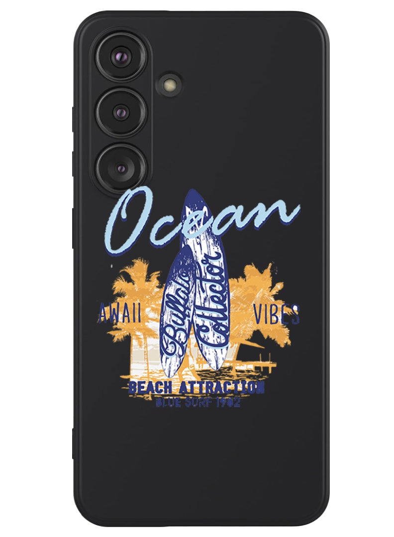 Theodor Protective Slim Fit Case Liquid Silicone Cover with Full Body Protection Anti-Scratch Shockproof Case For Samsung Galaxy S24 (Black) - Ocean - Image 1