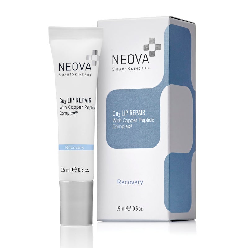 NEOVA SmartSkincare Cu3 Lip Repair, a moisture-sealing formula nourishes and protects lips during and after sun, cold and wind exposure. - Image 1