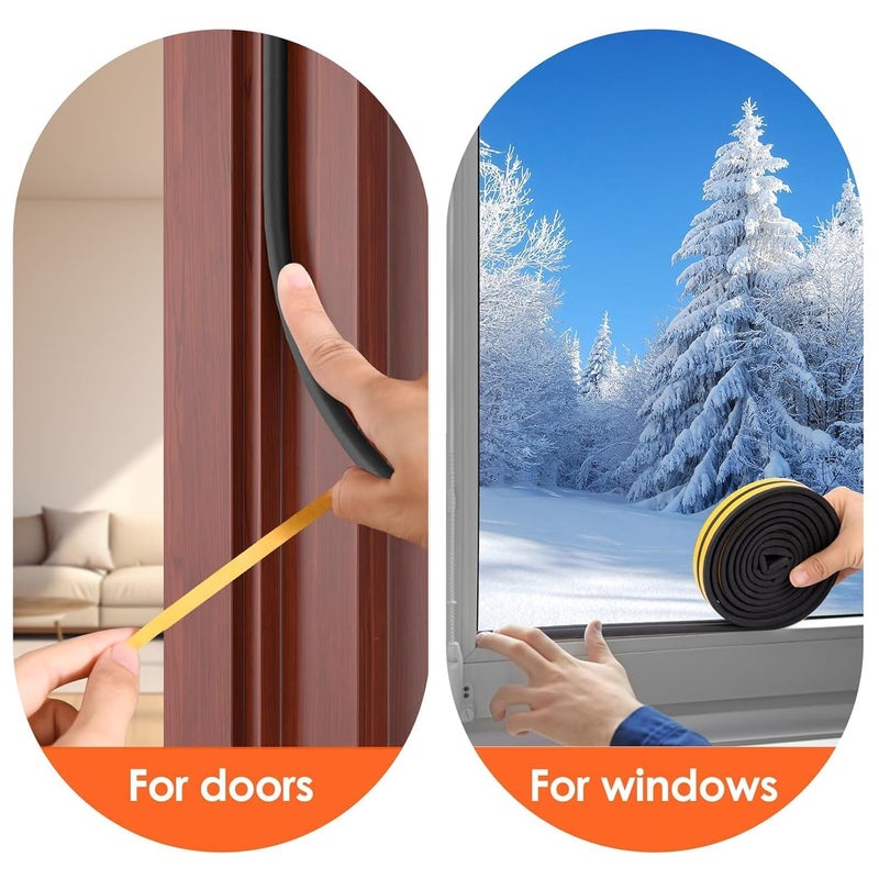 TEKCOOL سدادة فجوات الأبواب | شريط لاصق من السيليكون لعزل الطقس للنوافذ | شرائط عزل الأبواب لفجوات عزل الصوت في أسفل الباب - (5.4 قدم × 2) إجمالي 10 أقدام (3.5 م) لكل لفة (أسود) - Image 4
