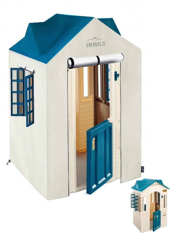 INWILD Outdoor Playhouse Cover, All Weather Protective Cover for Little Tikes Cape Cottage Playhouse, Full-Fitting, with Door and Window, 43" W x 35" D x 48" H, (Cover Only, Blue) - Image 1