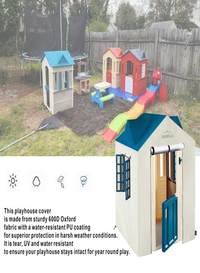 INWILD Outdoor Playhouse Cover, All Weather Protective Cover for Little Tikes Cape Cottage Playhouse, Full-Fitting, with Door and Window, 43" W x 35" D x 48" H, (Cover Only, Blue) - Image 4