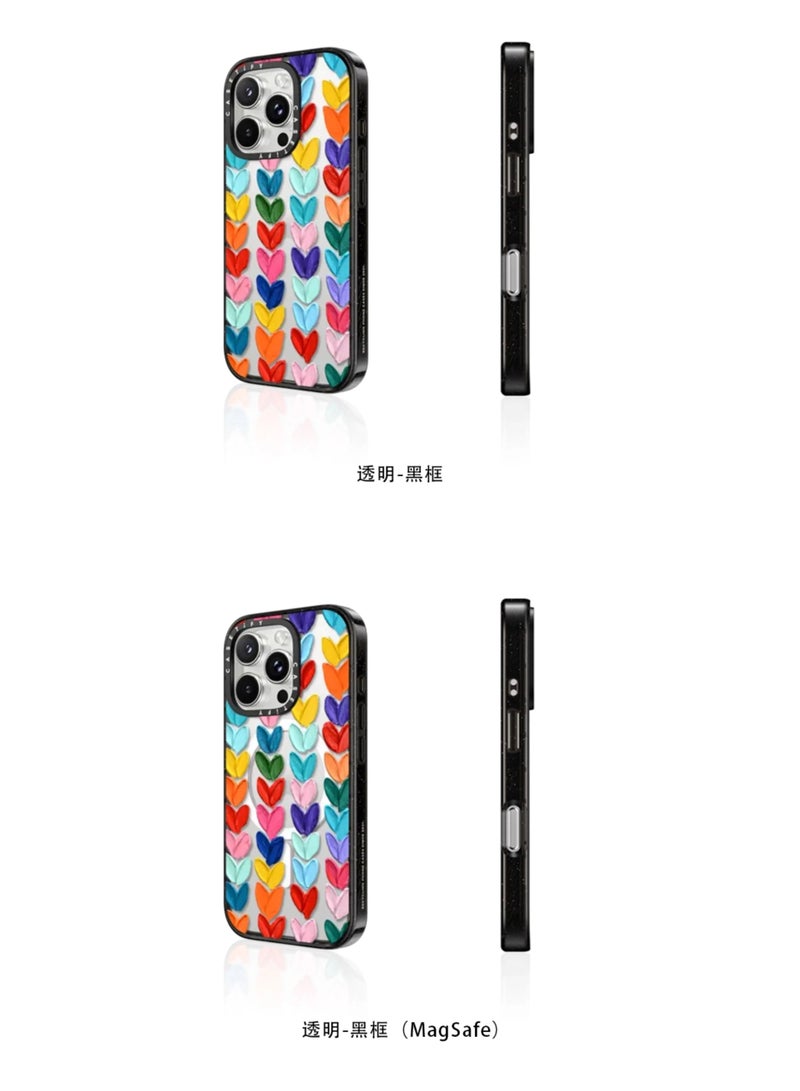 CASETIFYColorful Rainbow Heart Graffiti Phone Case, Shockproof Anti-Scratch Protective Cover Only For iPhone 16 Pro Max