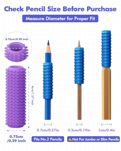 LESONG Sensory Fidget Toys Kids Adults 24 Pack Textured Silicone Pencil Grips for Kids Bulk Fidgets for Classroom Prizes ADHD Tools for Anxiety Relief Items - Image 5