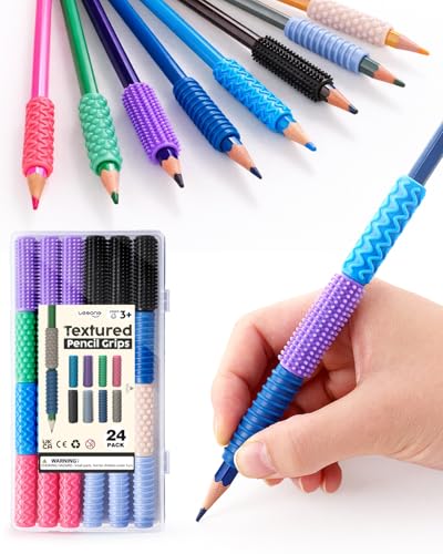 LESONG Sensory Fidget Toys Kids Adults 24 Pack Textured Silicone Pencil Grips for Kids Bulk Fidgets for Classroom Prizes ADHD Tools for Anxiety Relief Items - Image 1
