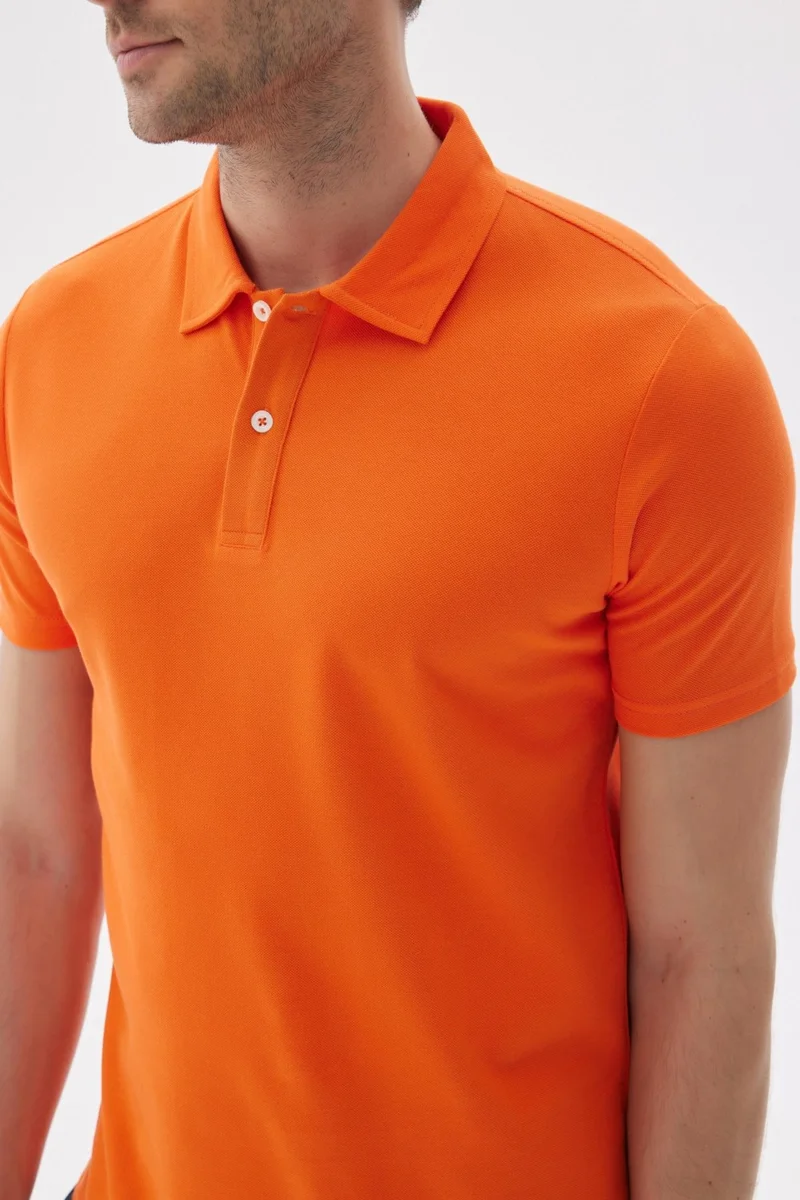 اوديلون Men's Basic Polo Neck T-Shirt (Regular Fit) Orange