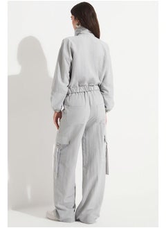JUNE June Women Pocket Detailed Crop Jacket Trouser Set Grey  - Image 5