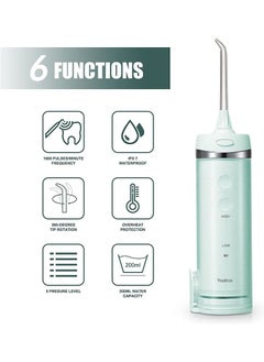 Youtrico Water Pick Teeth Cleaner Mini Water Floss Oral Irrigator - 5 Modes (Green)  - Image 2