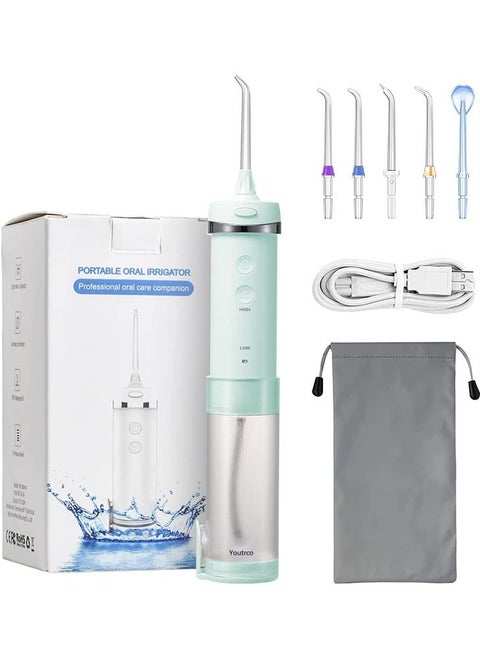 Water Pick Teeth Cleaner Mini Water Floss Oral Irrigator - 5 Modes (Green)