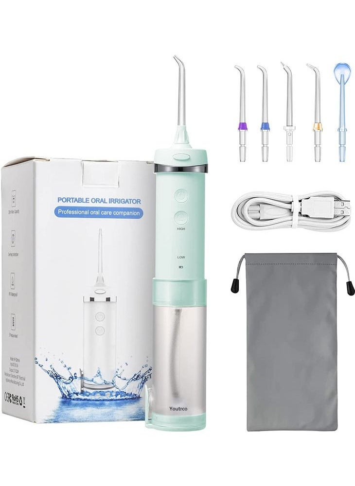 Water Pick Teeth Cleaner Mini Water Floss Oral Irrigator - 5 Modes (Green)