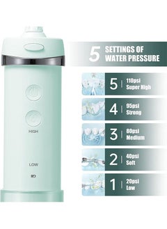 Youtrico Water Pick Teeth Cleaner Mini Water Floss Oral Irrigator - 5 Modes (Green)  - Image 3
