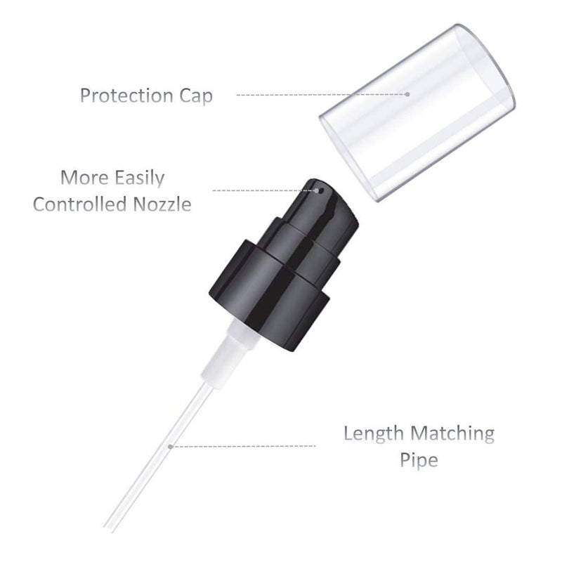 BH PLAST Clear Frosted Glass Bottle with Black Pumps for Serum Essential Oils Blends Skin Care Travel Toners Cosmetic DIY Pack of 6Pcs 30 ml