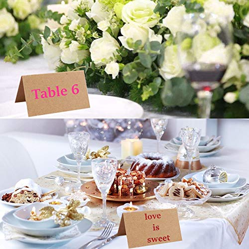 senover 20Pcs Rustic Wood Table Numbers Holder and 30Pcs Kraft Table Place Cards Wood Place Card Holder Party Wedding Table Name Card Holder Memo Note Card - Image 5