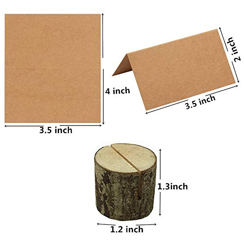 senover 20Pcs Rustic Wood Table Numbers Holder and 30Pcs Kraft Table Place Cards Wood Place Card Holder Party Wedding Table Name Card Holder Memo Note Card - Image 2